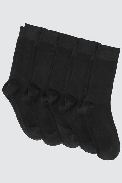 Lot de 5 chaussettes unies noires en coton issu de