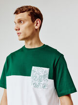 T-shirt colorblock poche imprimé