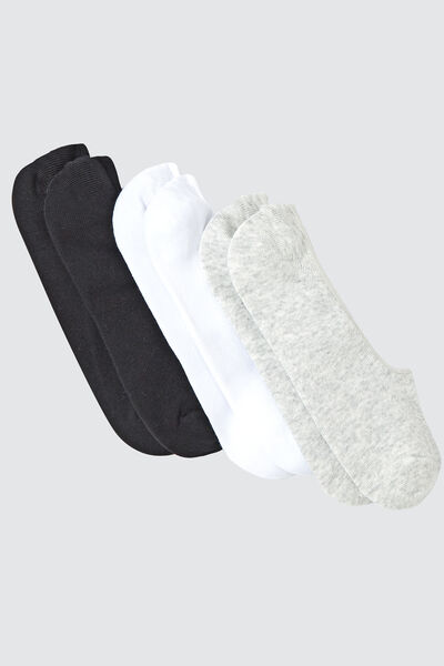 Lot de 3 chaussettes invisibles unies<br/><b>Coton